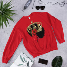 Load image into Gallery viewer, Melanin Melanie V-Day red (with crown & rose) Unisex Sweatshirt