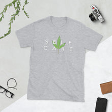 Load image into Gallery viewer, " Self Care " ( cannabis / white ) short-sleeve unisex tee
