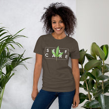 Load image into Gallery viewer, " Self Care " ( cannabis / white ) short-sleeve unisex tee