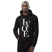 Load image into Gallery viewer, LV Wear "Love" Unisex pullover hoodie (black w/white stars)