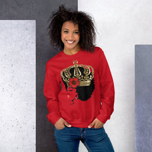 Load image into Gallery viewer, Melanin Melanie V-Day red (with crown & rose) Unisex Sweatshirt