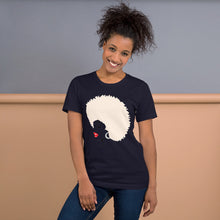 Load image into Gallery viewer, " Melanin Melanie " (red lippie / blonde afro) short-sleeve unisex tee