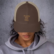 Load image into Gallery viewer, " Pretty Hat Day " (khaki stitch) Trucker Cap