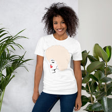 Load image into Gallery viewer, " Melanin Melanie " (red lippie / blonde afro) short-sleeve Unisex tee