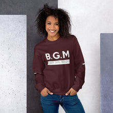 Load image into Gallery viewer, B.G.M Black Girl Magic (white band / sleeved) Unisex Sweatshirt