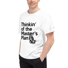 Load image into Gallery viewer, Thinkin&#39; of the Master&#39;s Plan (prayer hands front and back) Men&#39;s Champion™ T-Shirt