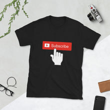 Load image into Gallery viewer, YouTube inspired " Subscribe " (w/finger) short-sleeve unisex tee