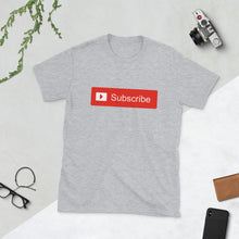 Load image into Gallery viewer, You Tube inspired " Subscribe " short-sleeve unisex tee