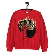 Load image into Gallery viewer, Melanin Melanie V-Day red (with crown &amp; rose) Unisex Sweatshirt