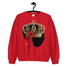 Load image into Gallery viewer, Melanin Melanie V-Day red (with crown & rose) Unisex Sweatshirt