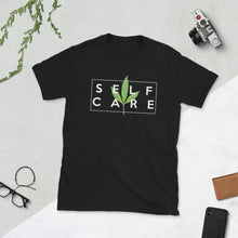 Load image into Gallery viewer, " Self Care " ( cannabis / white ) short-sleeve unisex tee