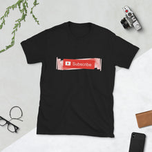 Load image into Gallery viewer, YouTube inspired " Subscribe " (wiggle) short-sleeve unisex tee