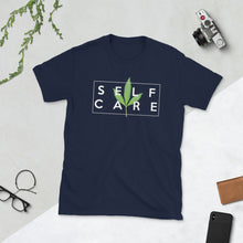 Load image into Gallery viewer, " Self Care " ( cannabis / white ) short-sleeve unisex tee