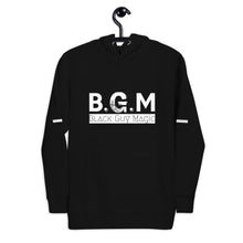 Load image into Gallery viewer, B.G.M (Black Guy Magic / white band / sleeved) Unisex Hoodie