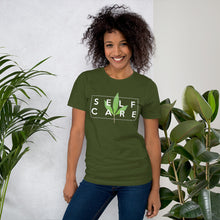 Load image into Gallery viewer, " Self Care " ( cannabis / white ) short-sleeve unisex tee
