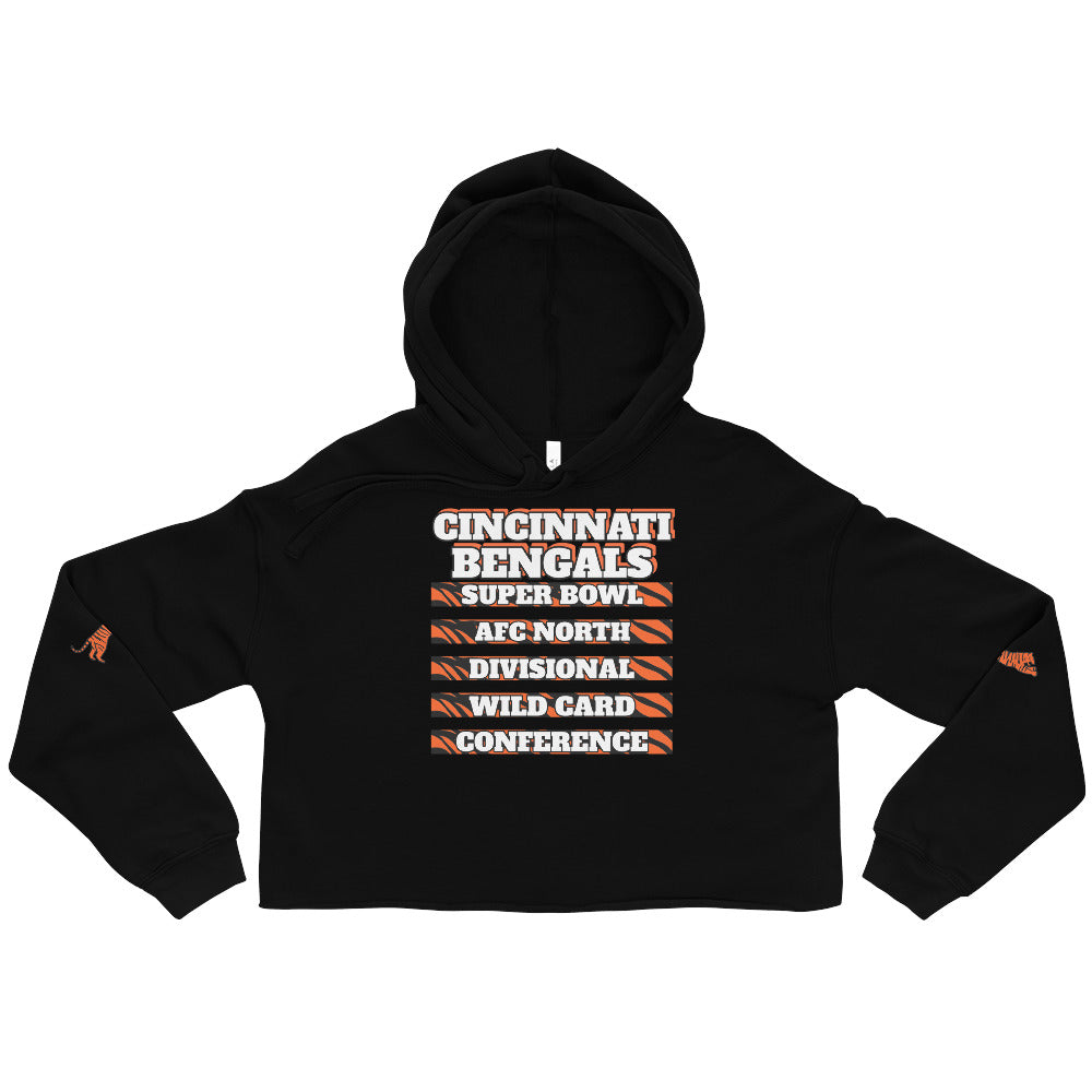 Cincinnati Bengals Women's Hooded Crop Sweatshirt - White/Black