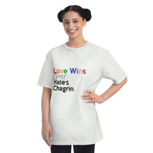 Load image into Gallery viewer, Love Wins Over Hate&#39;s Chagrin LGBTQ PRIDE MONTH Organic Unisex Classic T-Shirt