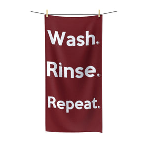 " Wash. Rinse. Repeat " (burgundy) Polycotton Towel