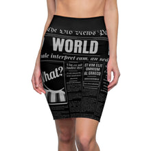 Load image into Gallery viewer, World News Newspaper Women&#39;s Pencil Skirt (black)