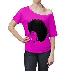 *discount special* " Melanin Melanie " (black fro / red lippie )  Women's Slouchy top