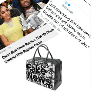 Multi-Stamped "Fake News" Bag Inspired by Saweetie