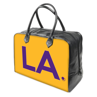 LA Los Angeles  Lakers colors LEATHER Carry on Travel / Gym / Handbag