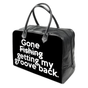 "Gone getting my groove back" ...(black) leather carry on travel / gym / handbag
