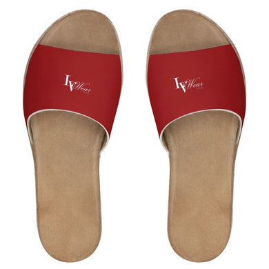 LVWear Leather Sliders (red/mini letter)