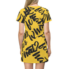 Load image into Gallery viewer, &quot;PANTS FOR WHAT&quot; (dark yellow) T-shirt Dress