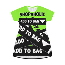 Load image into Gallery viewer, Shopaholic Add to Bag™ (Bandage/Fluorescent Green) T-shirt Dress