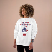 Load image into Gallery viewer, HEARD: NOVEMBER 3RD Champion x TeeAllAboutIt Sweatshirt (Red and Blue Letter/ Flag Fist)