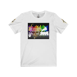 Rockstar " Jazz Personality G Mentality Peace to Soul Train " Unisex Jersey Short Sleeve White Tee