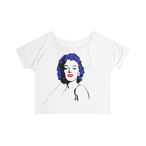 " Marilyn Monroe " (blue - black hair / red lippie )  Women's Slouchy top