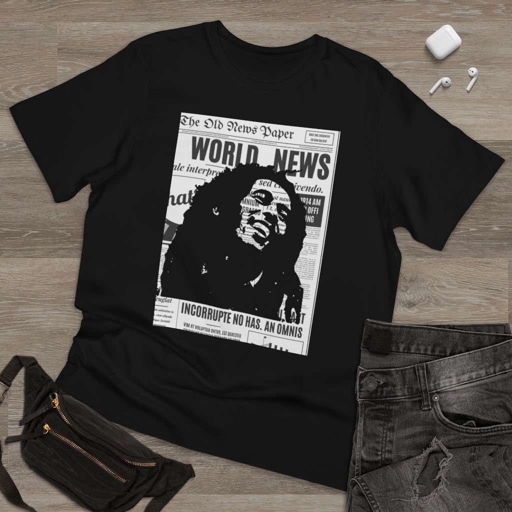 World News BOB MARLEY Unisex Deluxe T-shirt (full face on black)