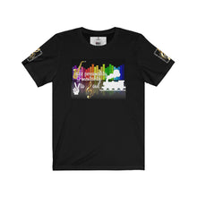 Load image into Gallery viewer, Rockstar &quot; Jazz Personality G Mentality Peace to Soul Train &quot; Unisex Jersey Short Sleeve Black Tee