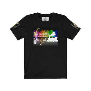 Rockstar " Jazz Personality G Mentality Peace to Soul Train " Unisex Jersey Short Sleeve Black Tee