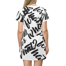 Load image into Gallery viewer, &quot;PANTS FOR WHAT&quot; (white) T-shirt Dress