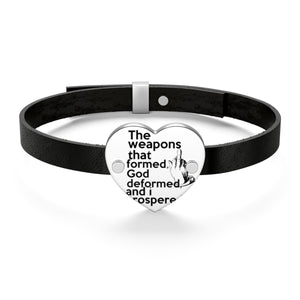 The Weapons That Formed .... (middle finger) sacred reminder everyday leather bracelet