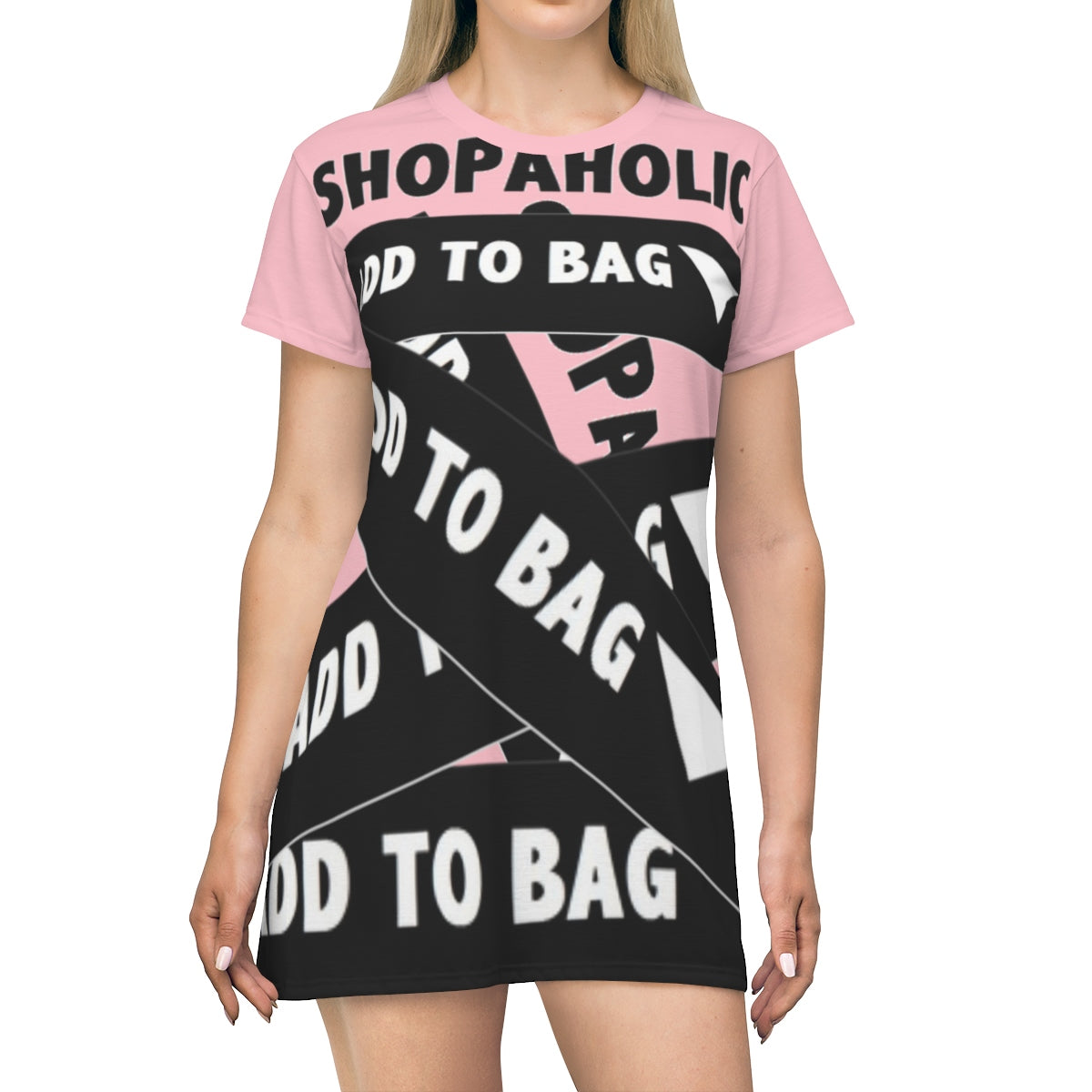 Shopaholic Add to Bag™ (Bandage/Pink) T-shirt Dress