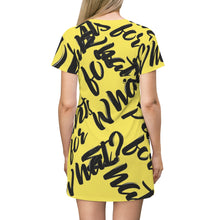 Load image into Gallery viewer, &quot;PANTS FOR WHAT&quot; (light yellow) T-shirt Dress