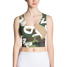 Load image into Gallery viewer, MAKE LOVE NOT WAR Camouflage Crop Top