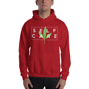 " Self Care " ( cannabis / white ) Hooded Sweatshirt