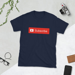 You Tube inspired " Subscribe " short-sleeve unisex tee