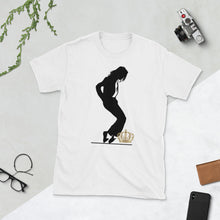 Load image into Gallery viewer, Michael Jackson Black Silhouette Crown on Down Short-Sleeve Unisex tee