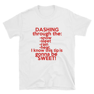 Dasher Dashing Through the Snow unisex short-sleeve t shirt