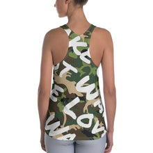 Load image into Gallery viewer, MAKE LOVE NOT WAR Women&#39;s Camou Racerback Tank