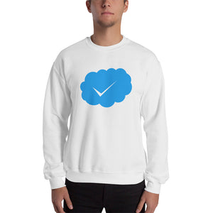 Social Media Inspired Sweatshirt - The perfect way to validate and verify yourself..." BLUE CHECK "