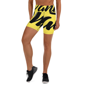 "PANTS FOR WHAT" (light yellow) women's Yoga/Biker Shorts