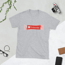Load image into Gallery viewer, YouTube inspired &quot; Subscribe &quot; (wiggle) short-sleeve unisex tee