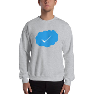 Social Media Inspired Sweatshirt - The perfect way to validate and verify yourself..." BLUE CHECK "